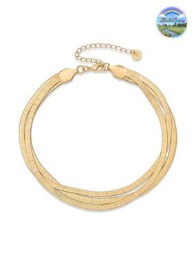 14K Gold Plated Chain Anklets for Women - Minimalist Link Ankle Bracelet -